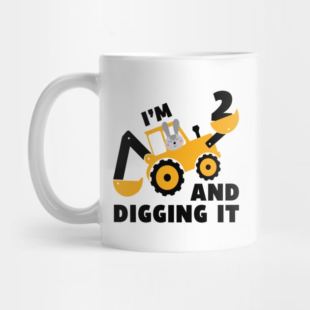 I'm 2 and Digging it Funny 2rd Birthday Excavator Kids Gift by DesignergiftsCie